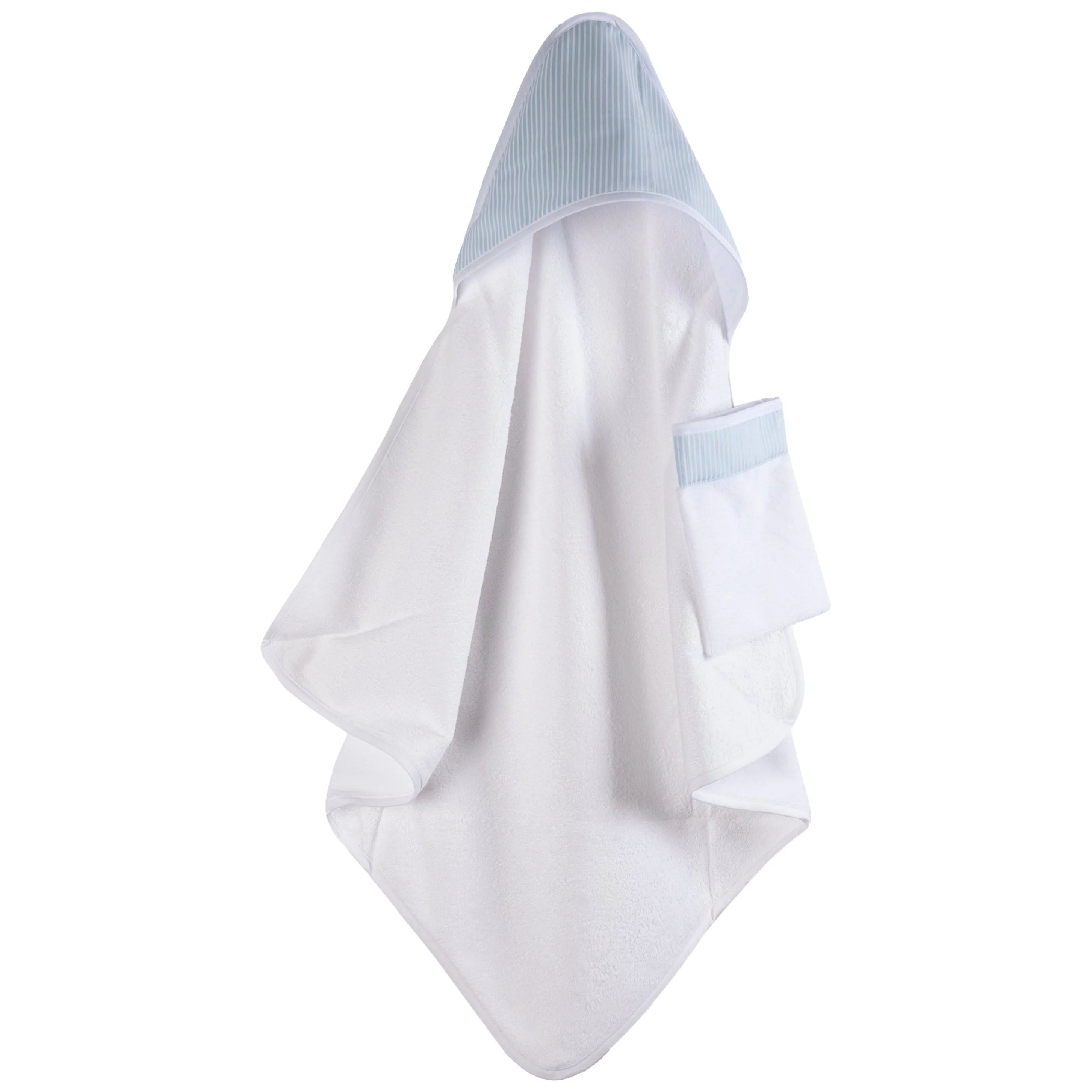 Accappatoio da Neonato in Spugna di Bambù con Inserto in Piquet Rigato - Sona - Image 2