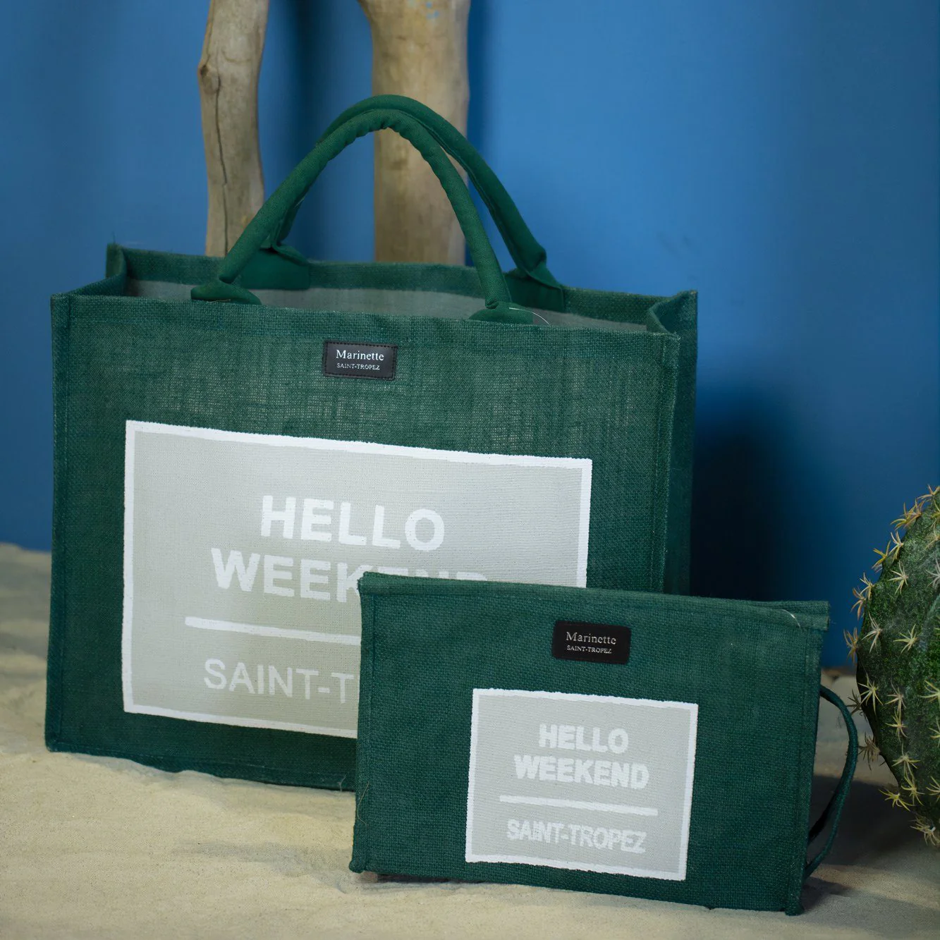 Borsa Mare o Trousse in Juta Tinta Unita - Hello