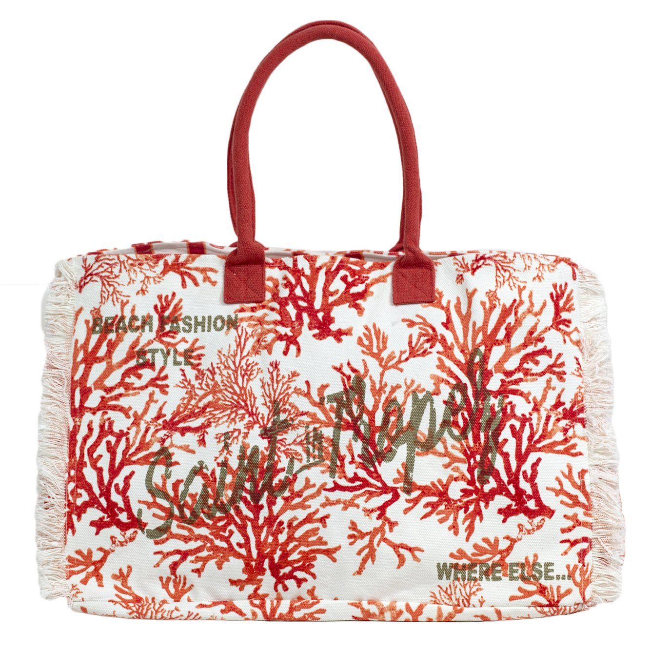 Borsa Mare o Trousse in Puro Cotone Fantasia Corallo - Phocea - Image 2