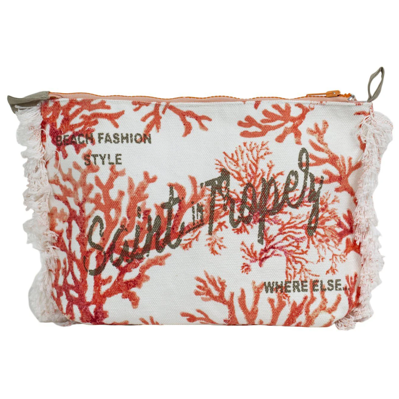 Borsa Mare o Trousse in Puro Cotone Fantasia Corallo - Phocea - Image 4