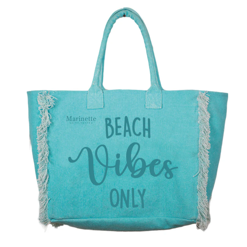 Borsa Mare o Trousse in Puro Cotone con Frangette - Beach Vibes - Image 3