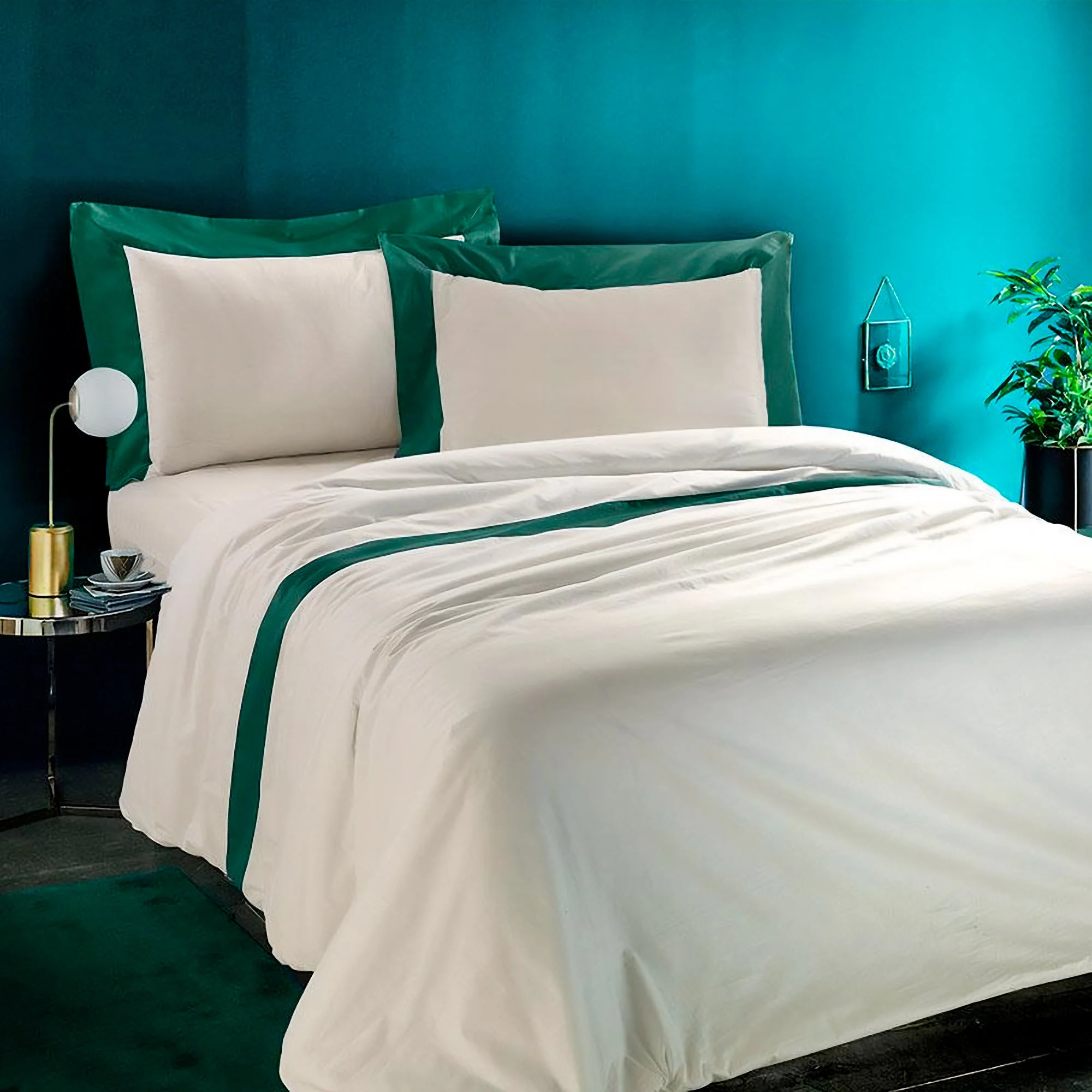 Completo Copripiumino in Puro Cotone con Bordo in Raso - Diamante
