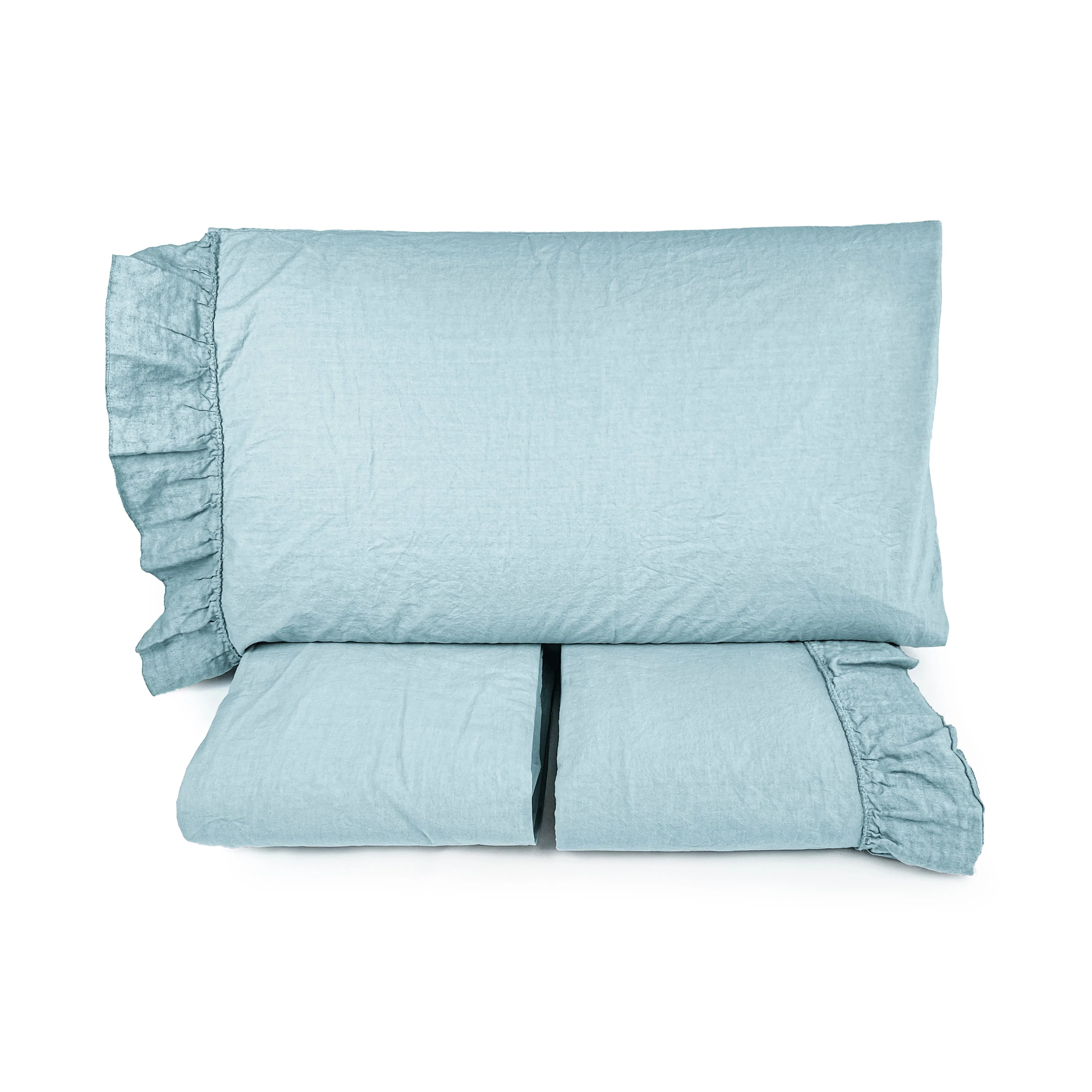 Completo Lenzuola in Cotone StoneWashed con Balza in Lino - Florida - Image 13