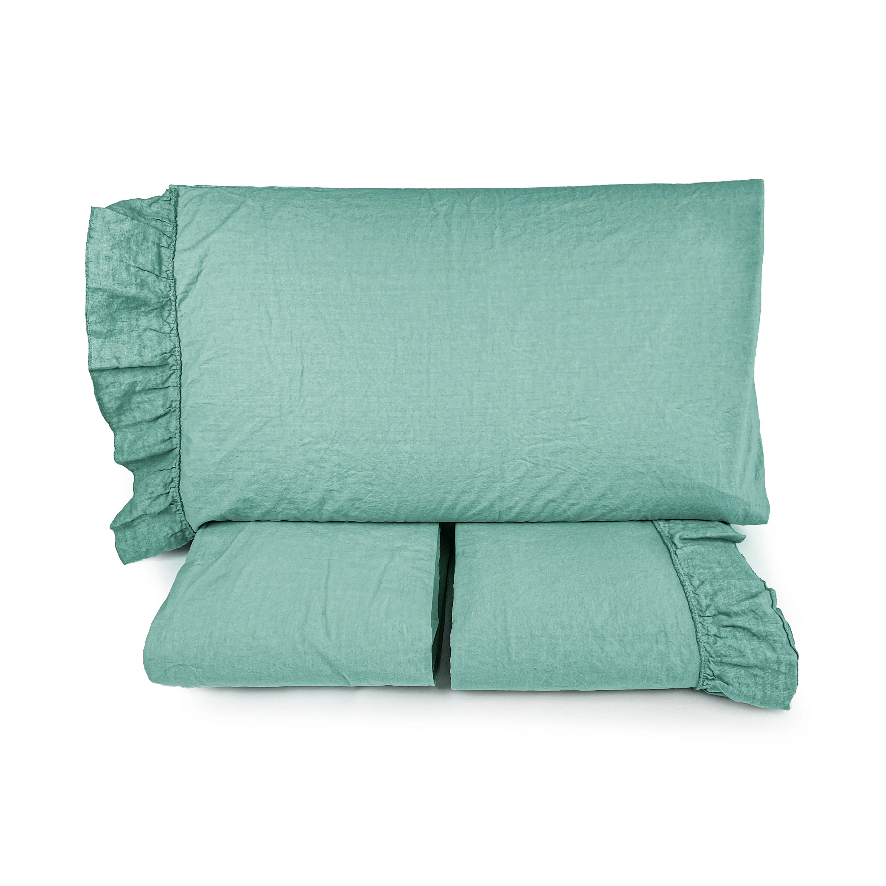Completo Lenzuola in Cotone StoneWashed con Balza in Lino - Florida - Image 5