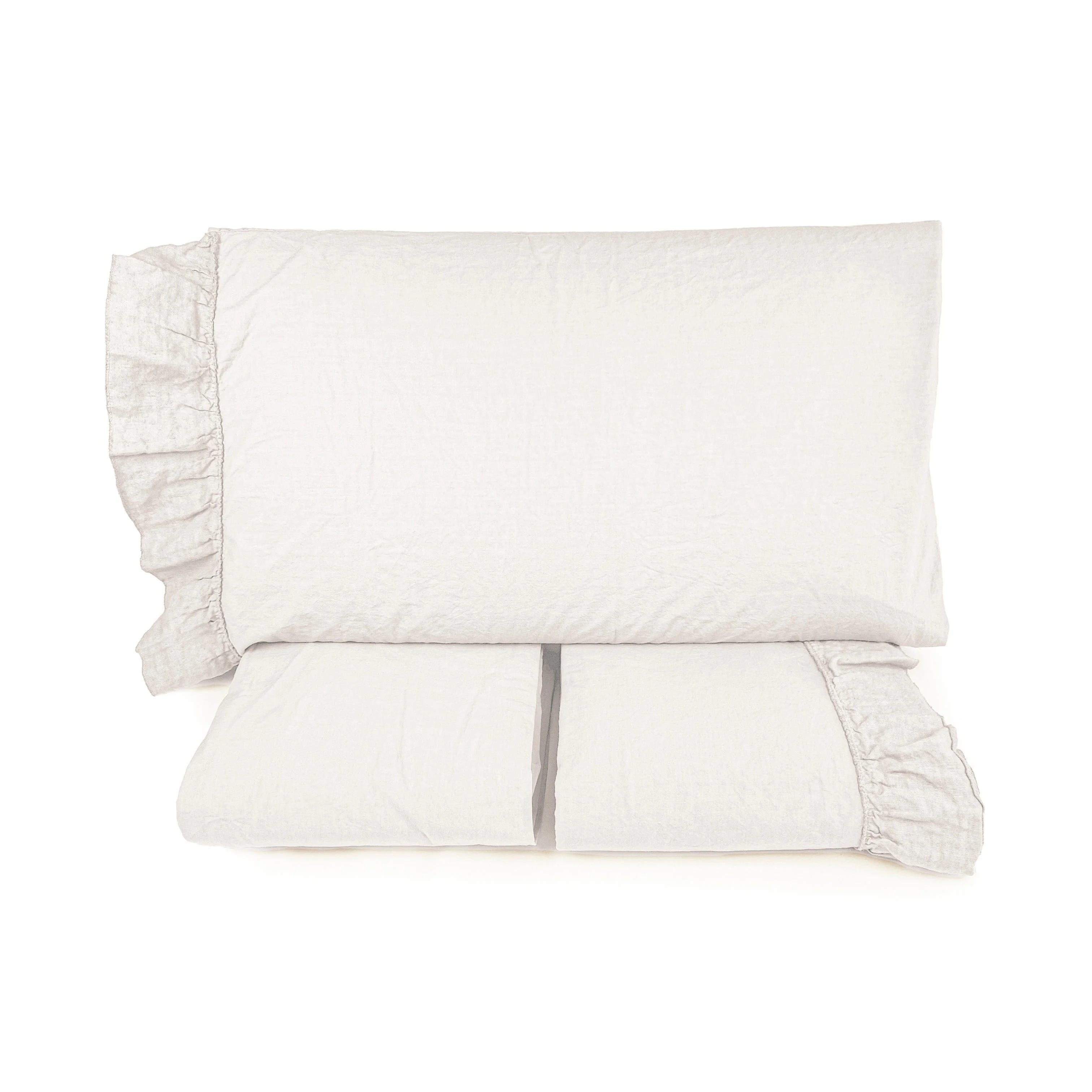 Completo Lenzuola in Cotone StoneWashed con Balza in Lino - Florida - Image 9