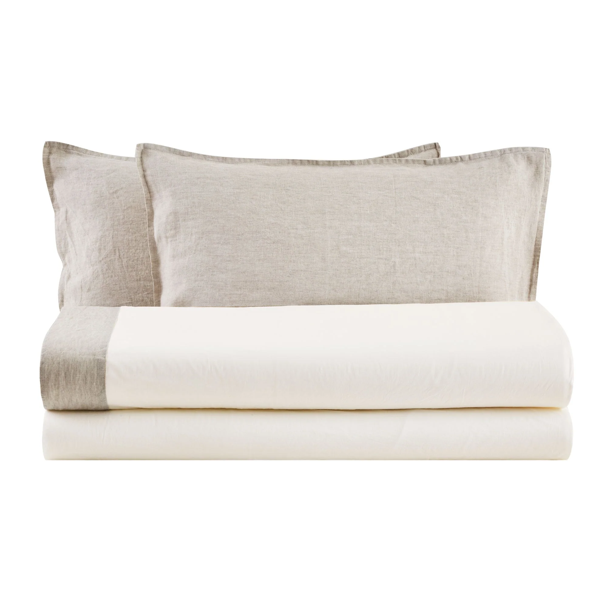 Completo Lenzuola in Cotone StoneWash con Balza in Lino - Sierra - Image 4