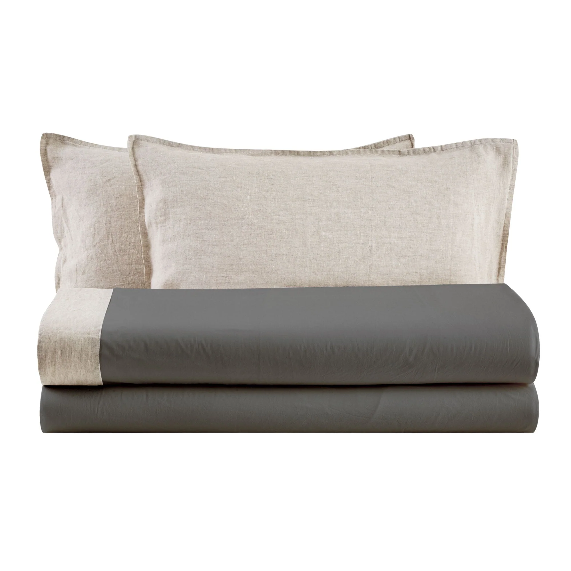 Completo Lenzuola in Cotone StoneWash con Balza in Lino - Sierra - Image 7