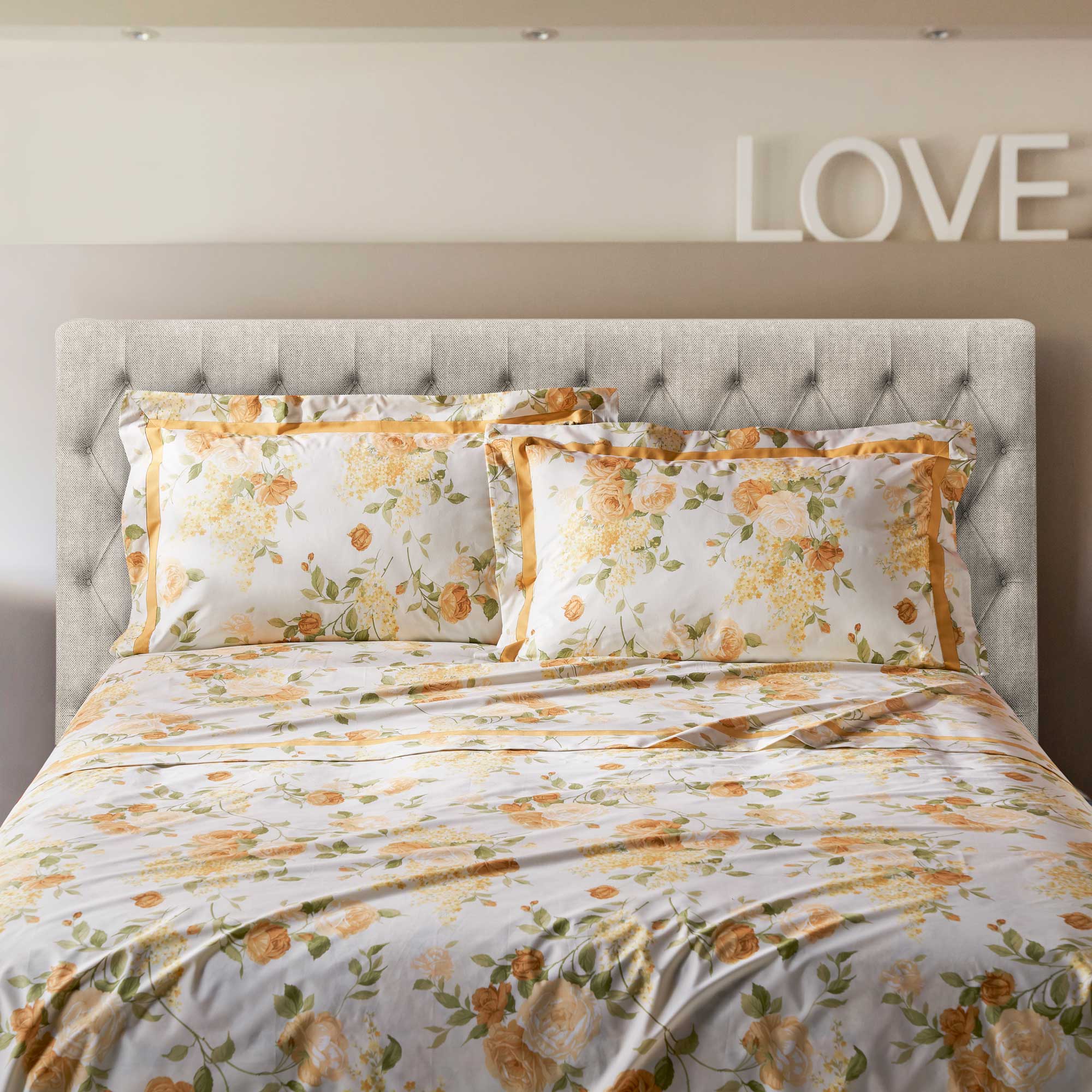 Completo Lenzuola in Percalle di Cotone Fantasia Floreale - Sanderson