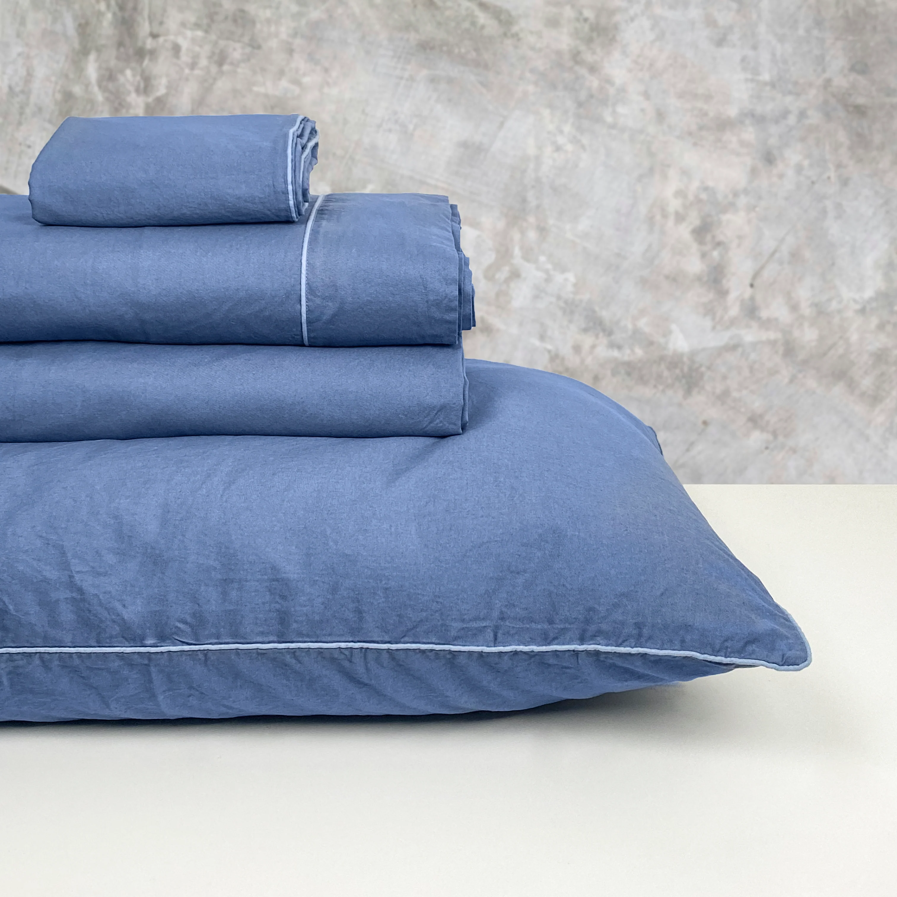 Completo Lenzuola in Percalle di Cotone Stonewashed - Volterra - Image 3