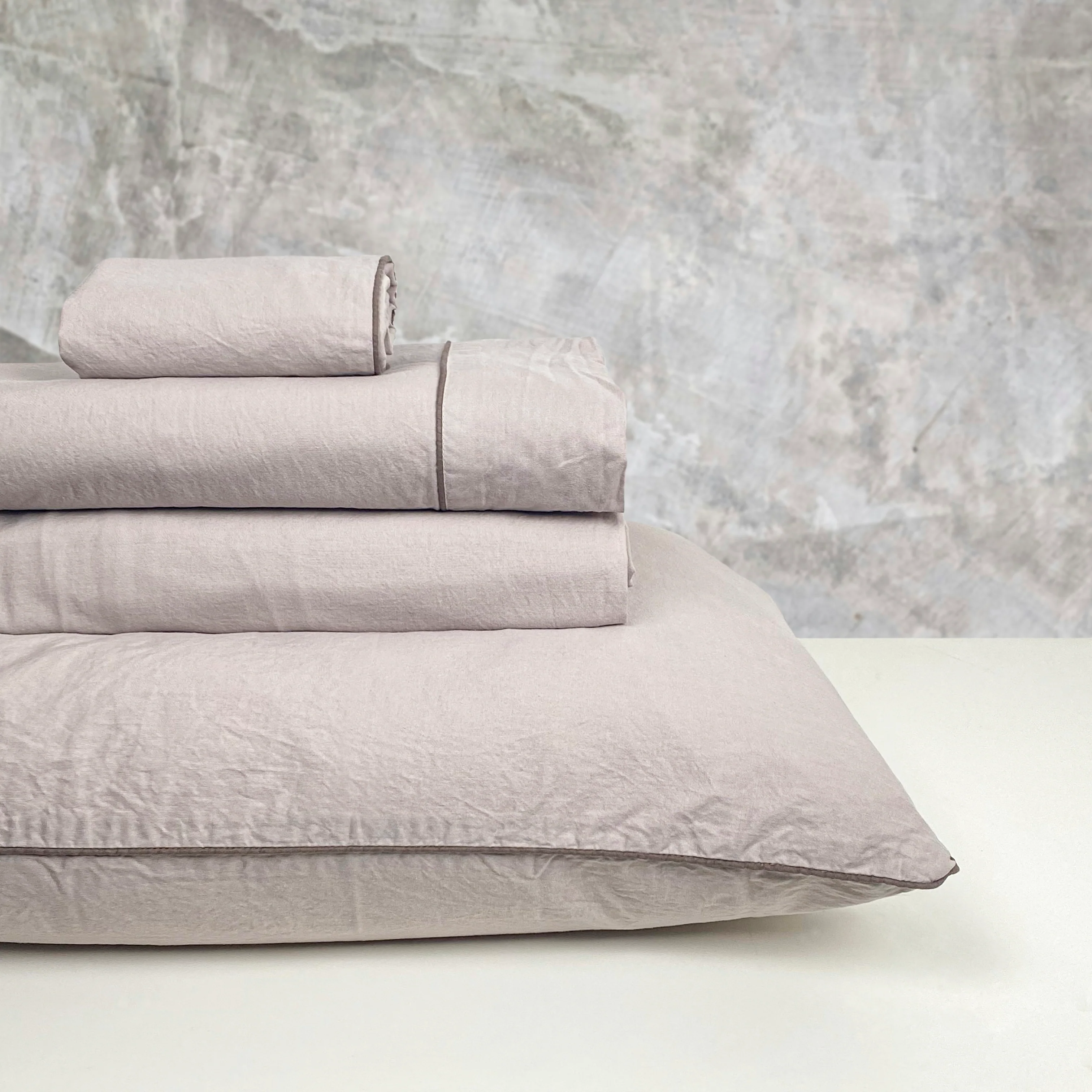 Completo Lenzuola in Percalle di Cotone Stonewashed - Volterra - Image 4