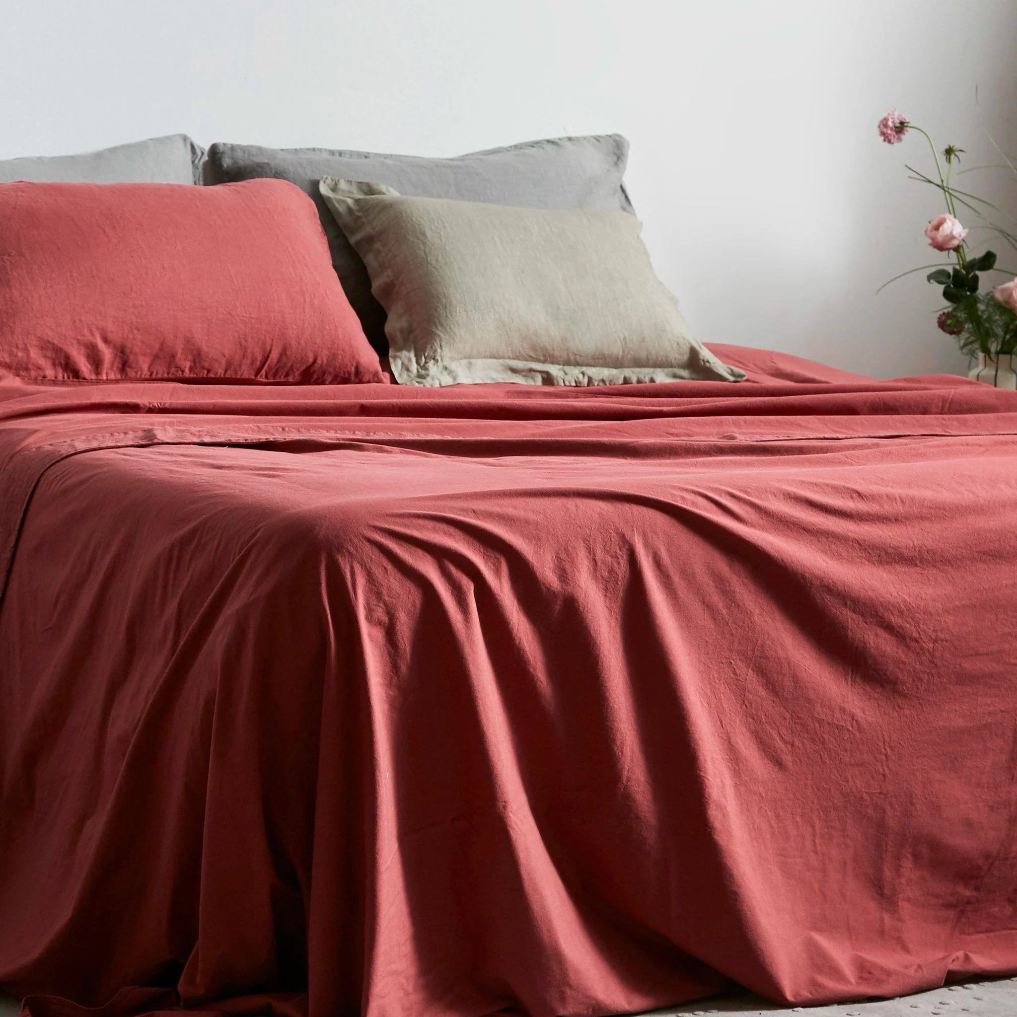 Completo Lenzuola Cotone e Lino StoneWashed No Stiro - Loira