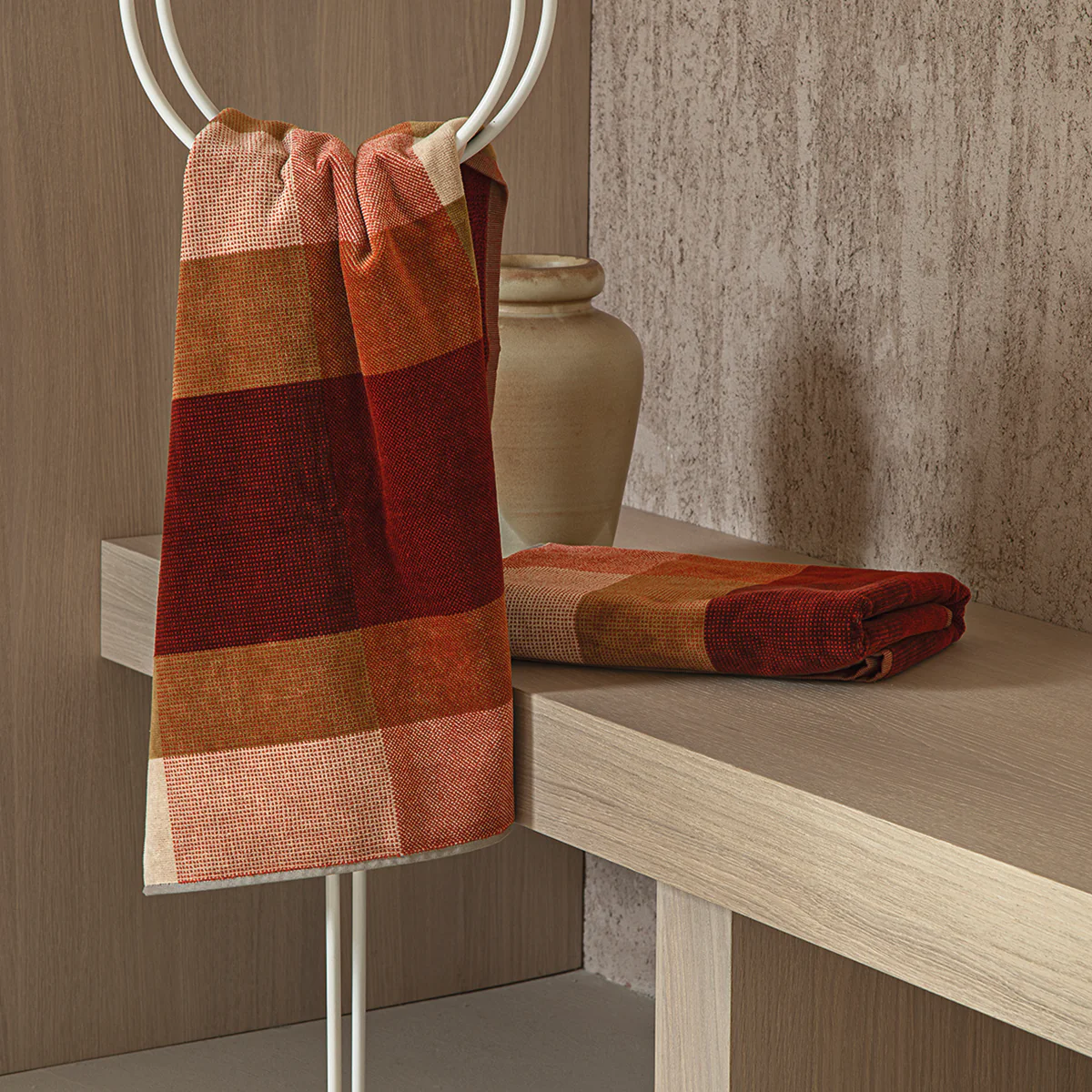 Coppia di Asciugamani in Spugna di Cotone Cimata Jacquard - Cromatismi