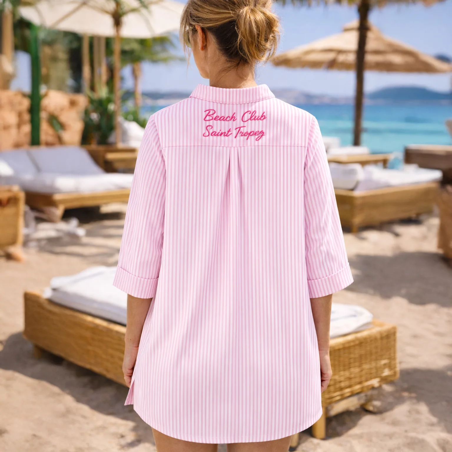 Tunica Copricostume in Puro Cotone Rigato - Beach Club