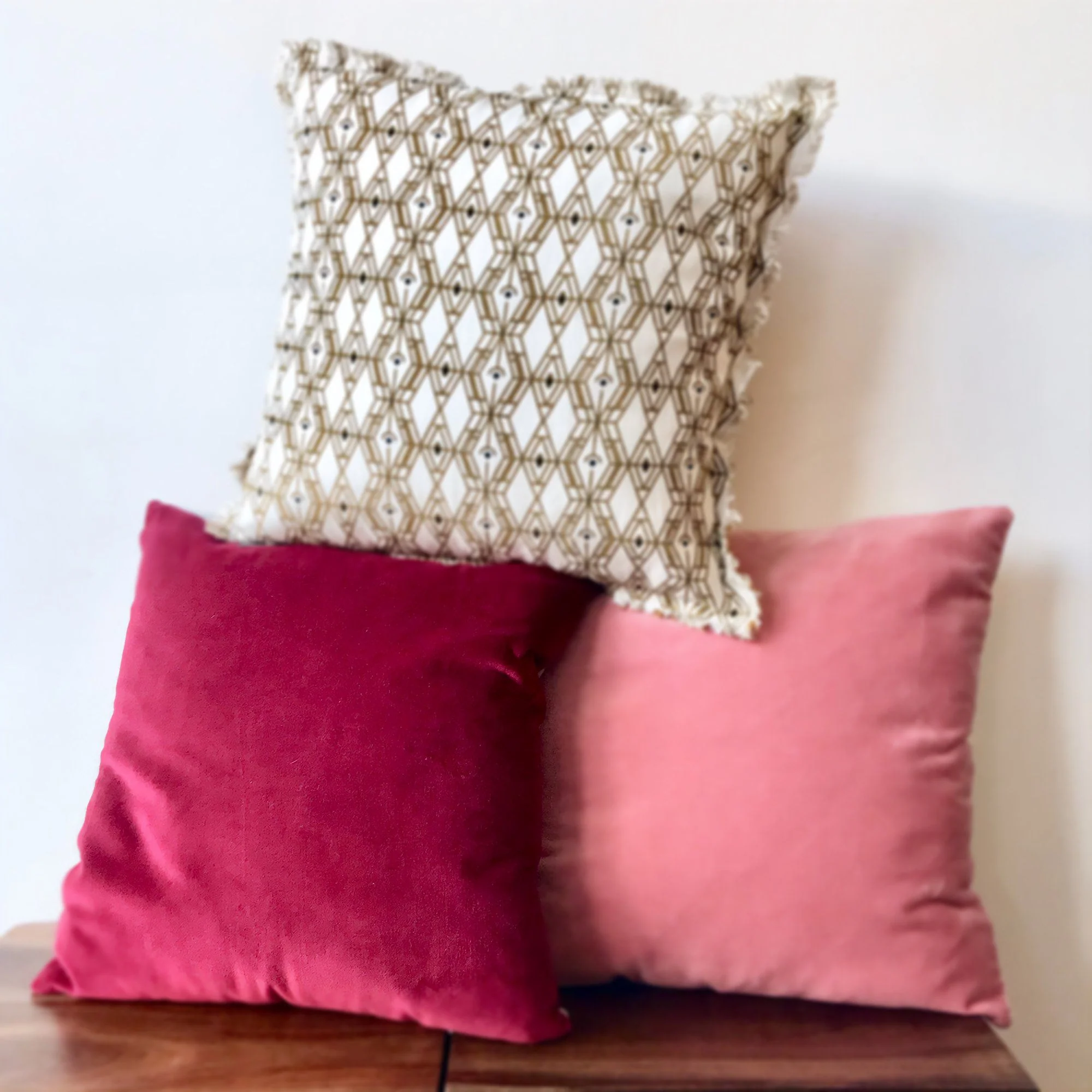 Cuscino in Velluto e Cotone Chambray Tinta Unita - Elise