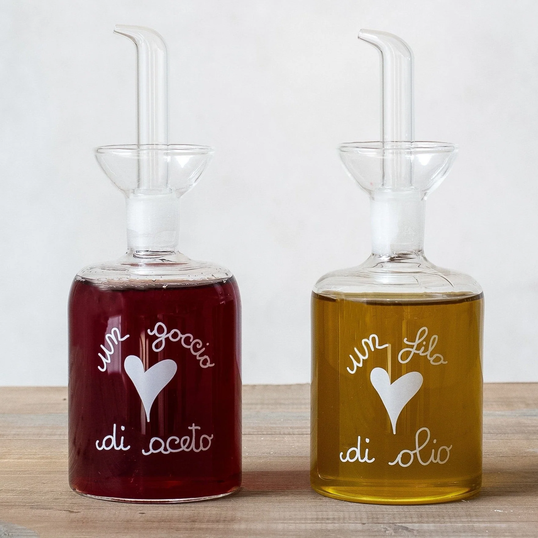 Set 2 Bottiglie in Vetro Borosilicato Serigrafate - Olio e Aceto Colors