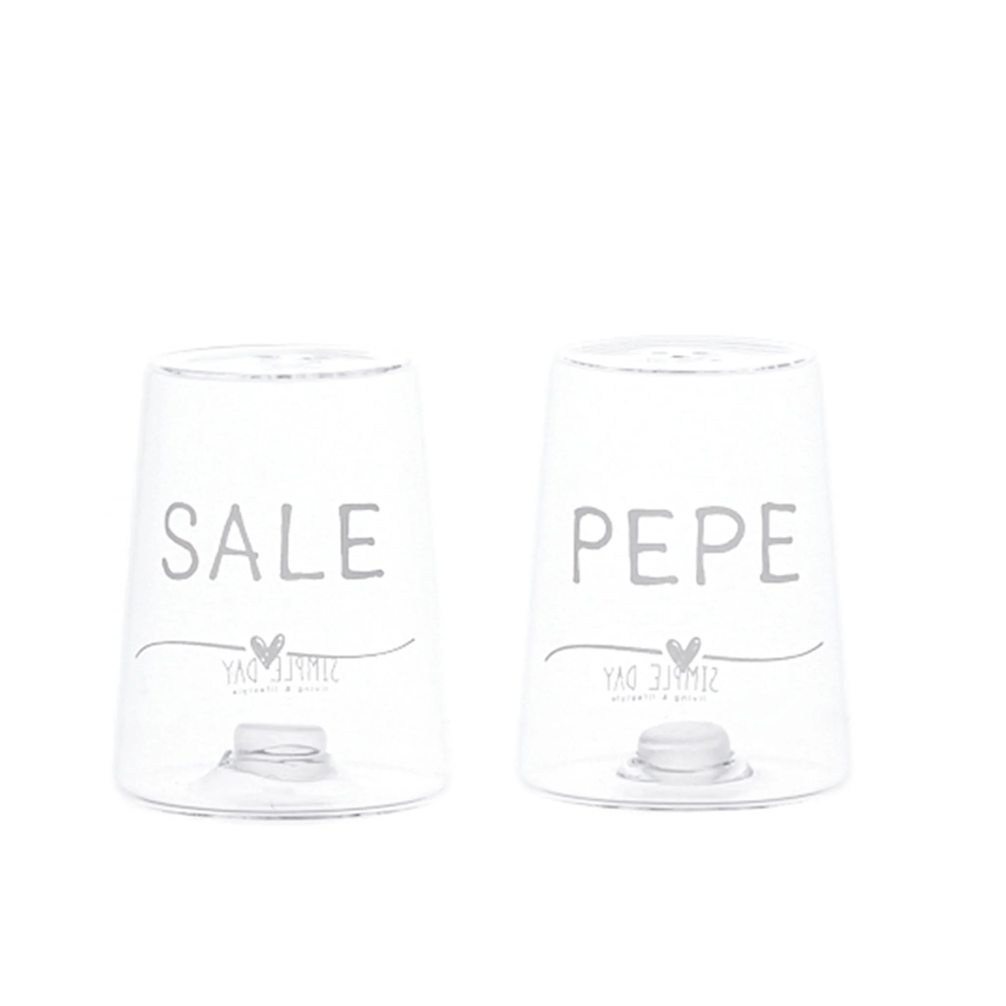 Set Sale e Pepe in Vetro Borosilicato Serigrafato - Sale e Pepe Cuore - Image 2