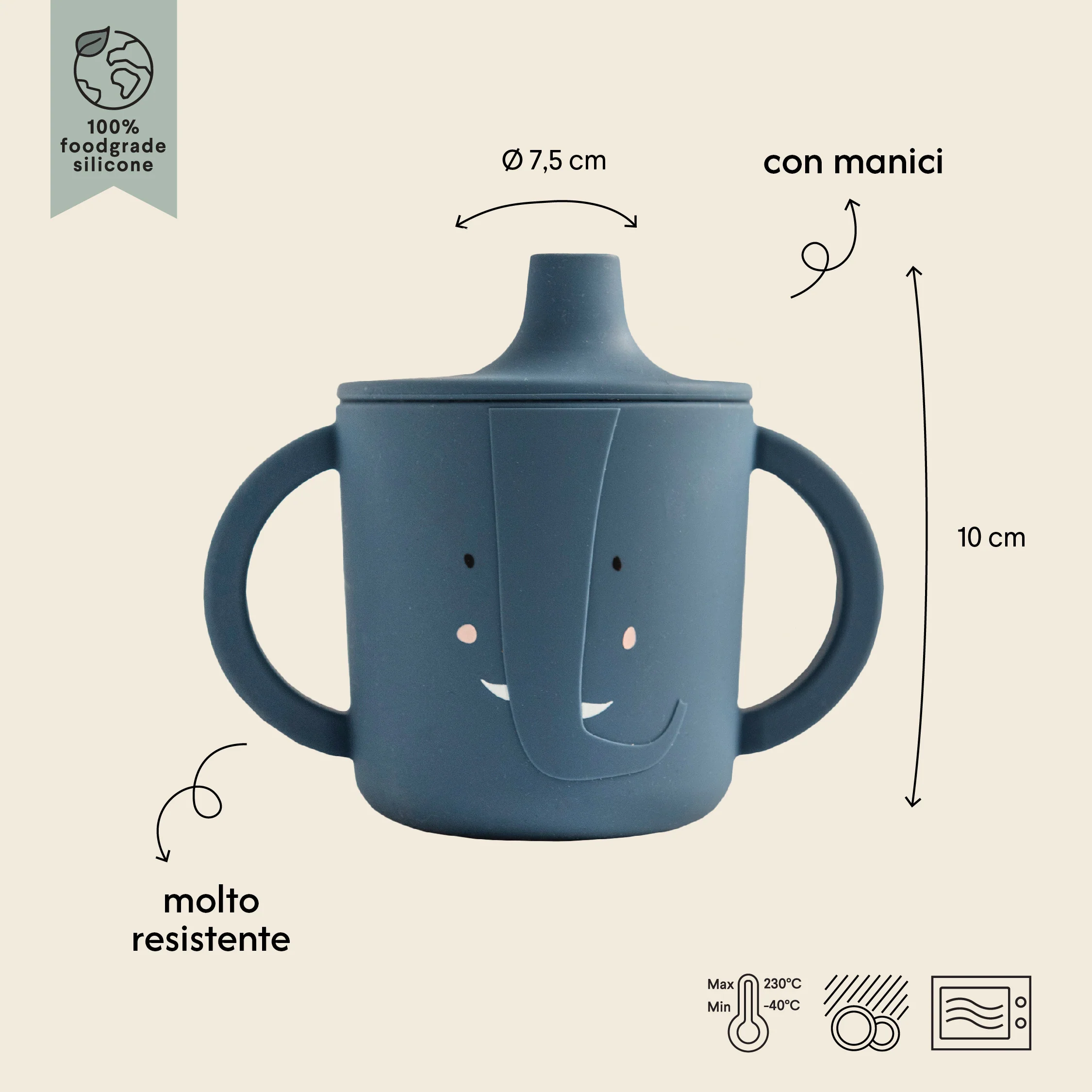Tazza Sippy in Silicone - Mrs. Elephant - Image 3
