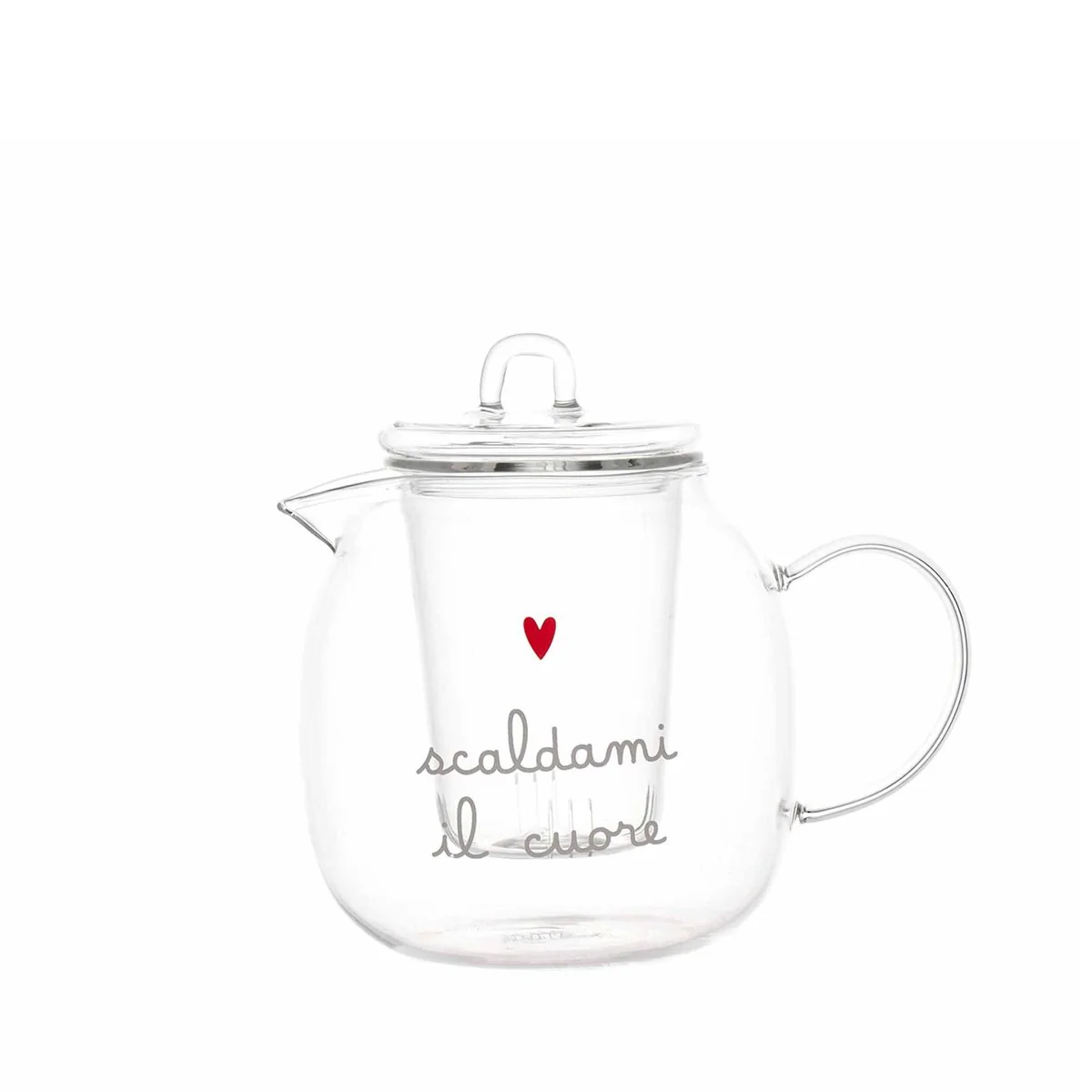 Teiera in Vetro Borosilicato Serigrafato - Scaldami il Cuore - Image 2