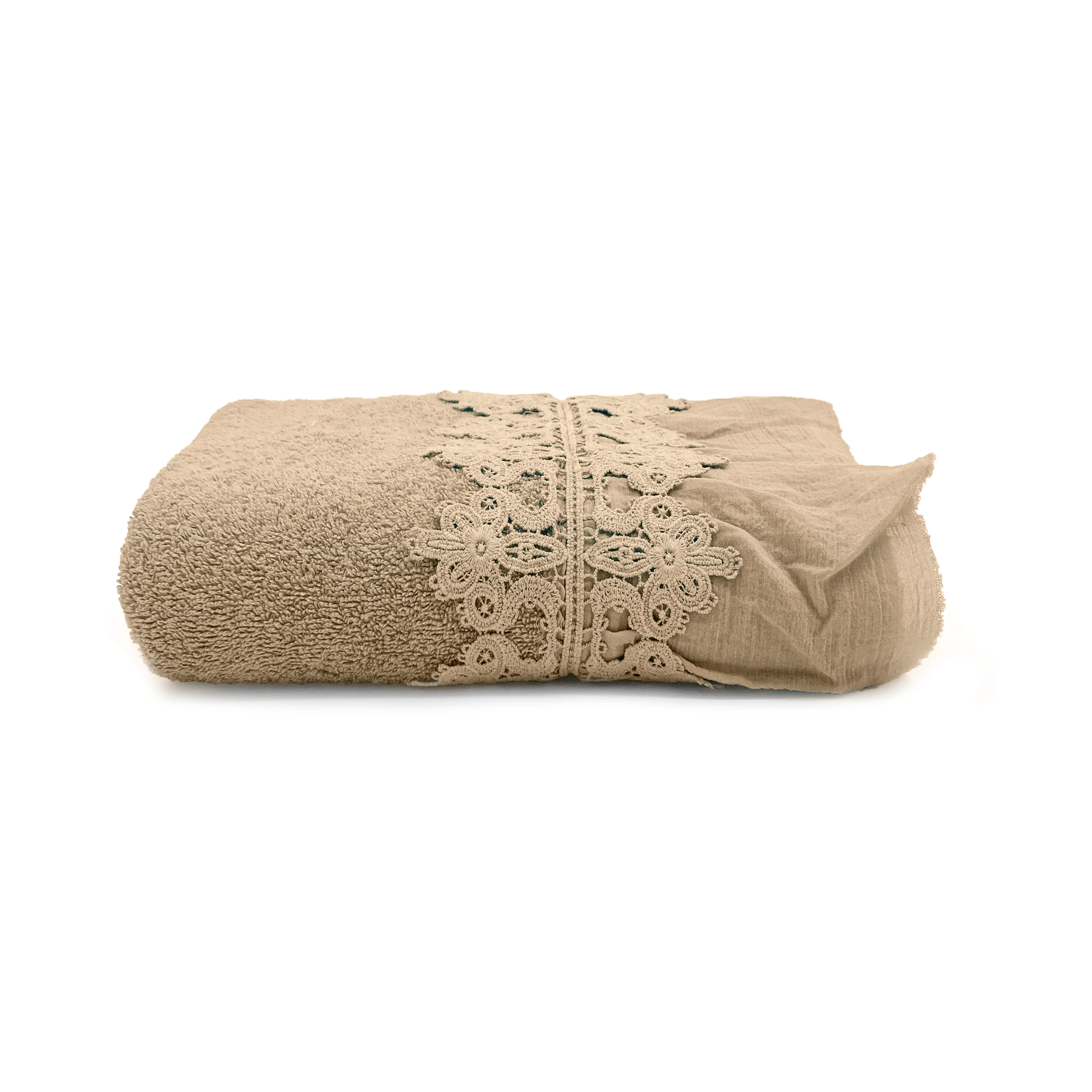 Telo Bagno in Spugna di Cotone con Balza in Cotone Stonewashed - Ophelia - Image 6