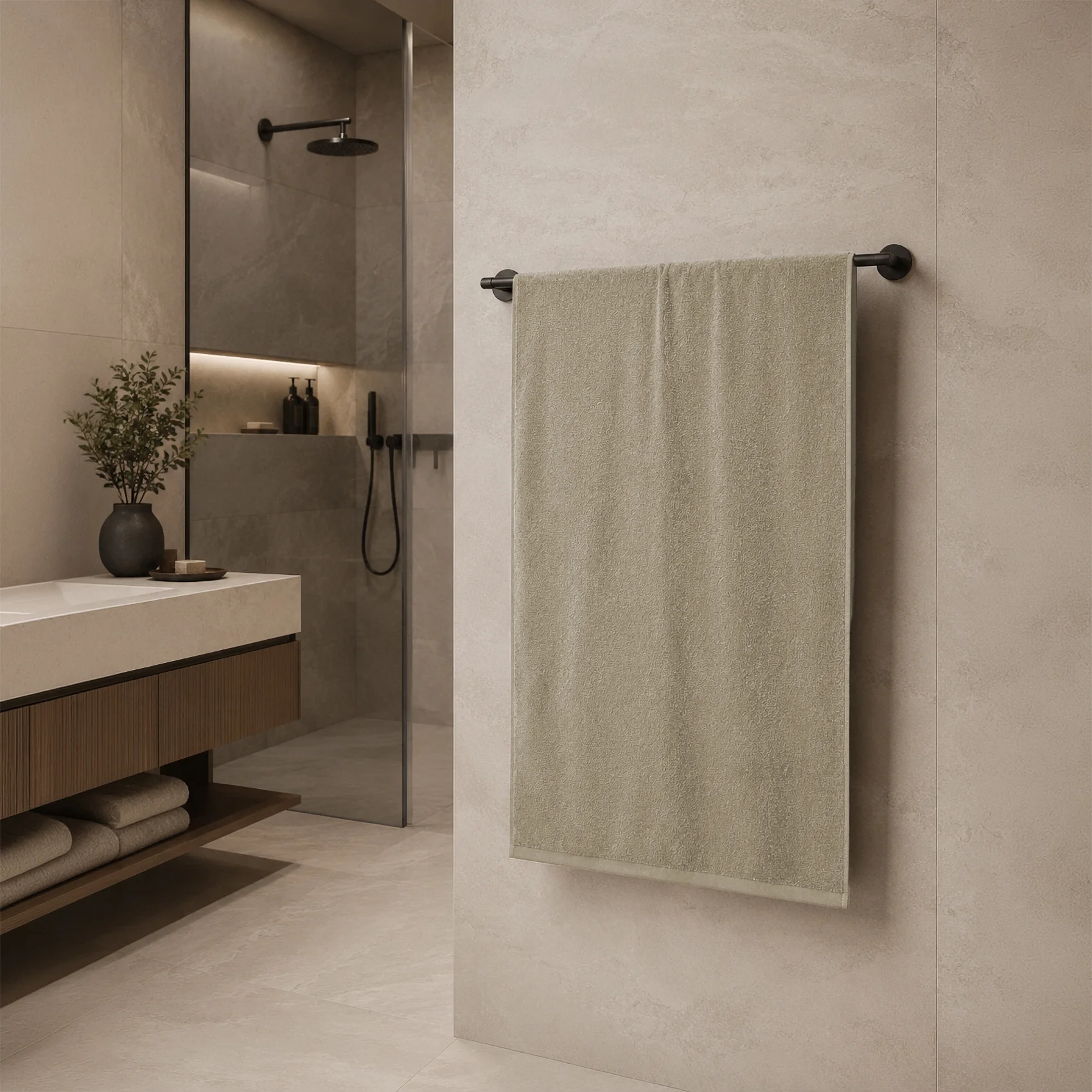 Telo da bagno in Spugna di Cotone Tinta Unita - Perla - Image 14