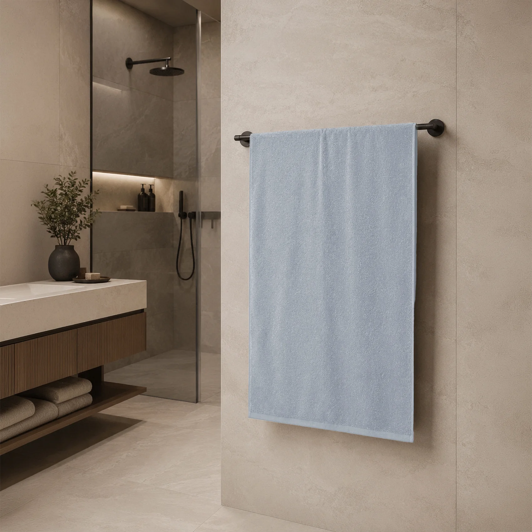 Telo da bagno in Spugna di Cotone Tinta Unita - Perla - Image 53