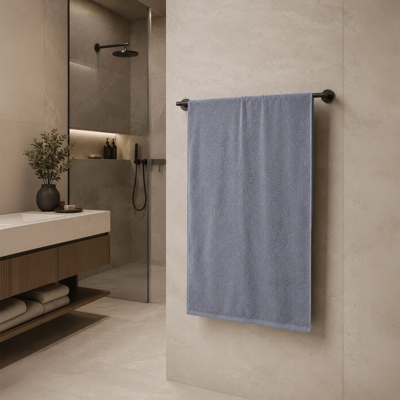 Telo da bagno in Spugna di Cotone Tinta Unita - Perla - Image 56