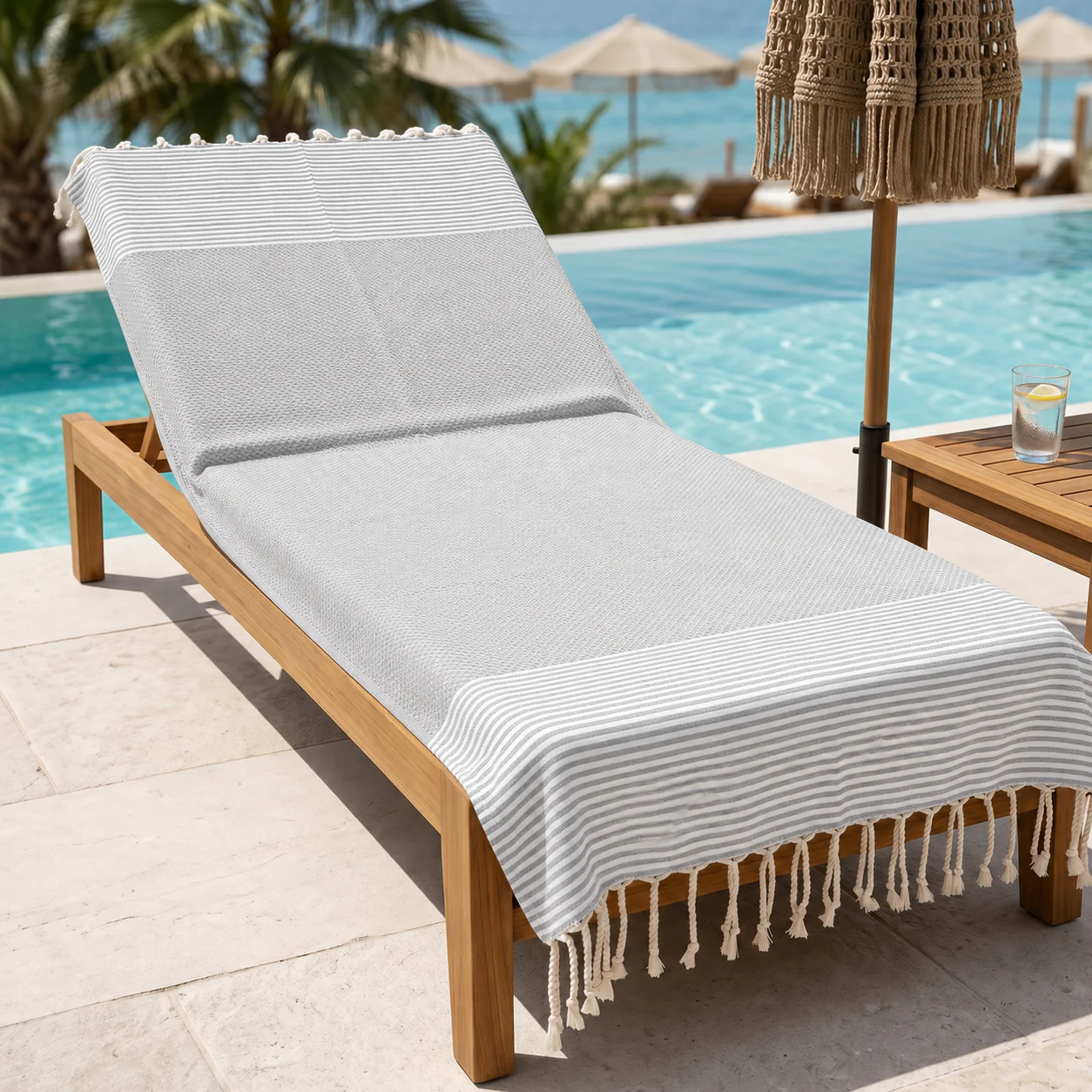 Telo Mare Fouta in Puro Cotone a Righe Strette - Tal - Image 10