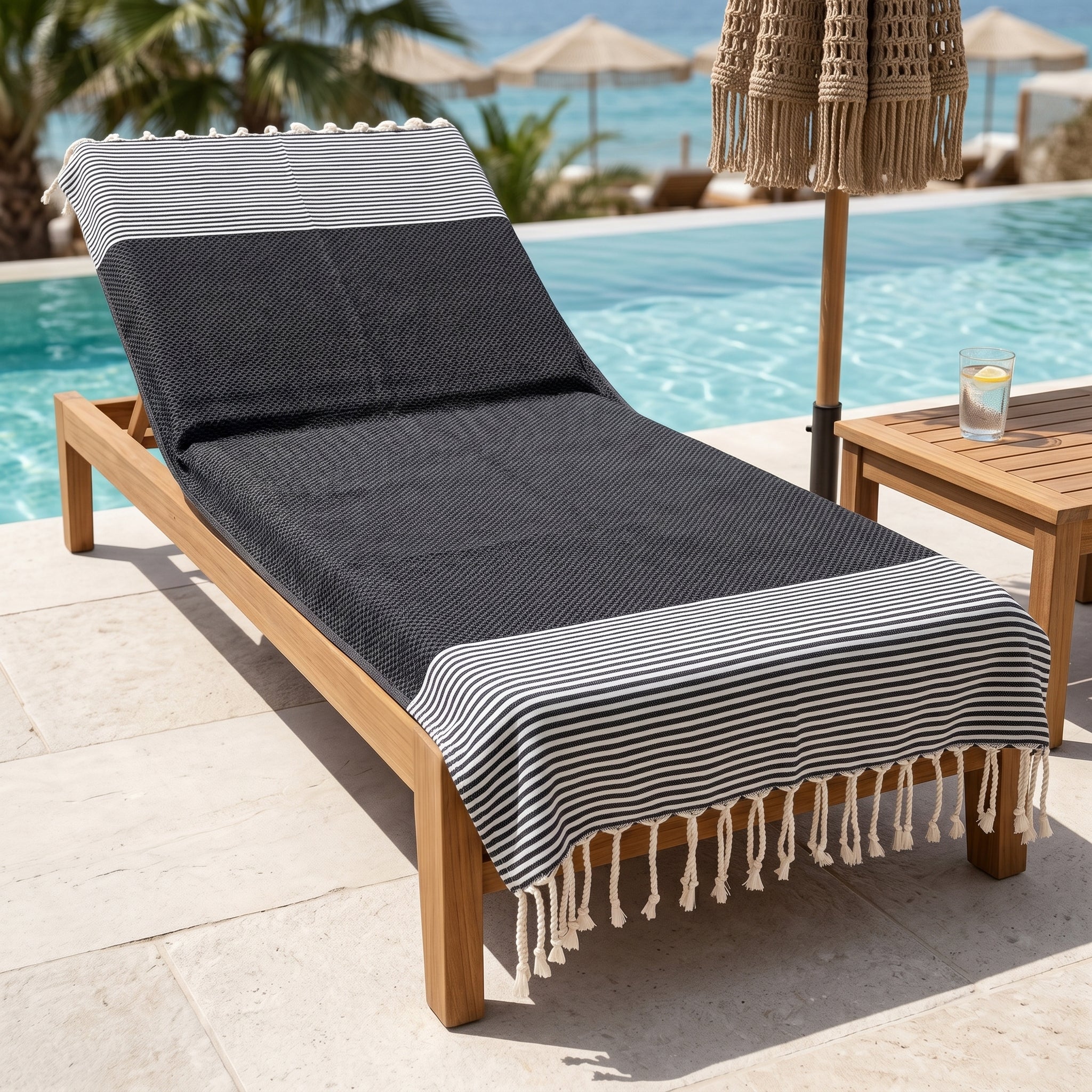 Telo Mare Fouta in Puro Cotone a Righe Strette - Tal - Image 4