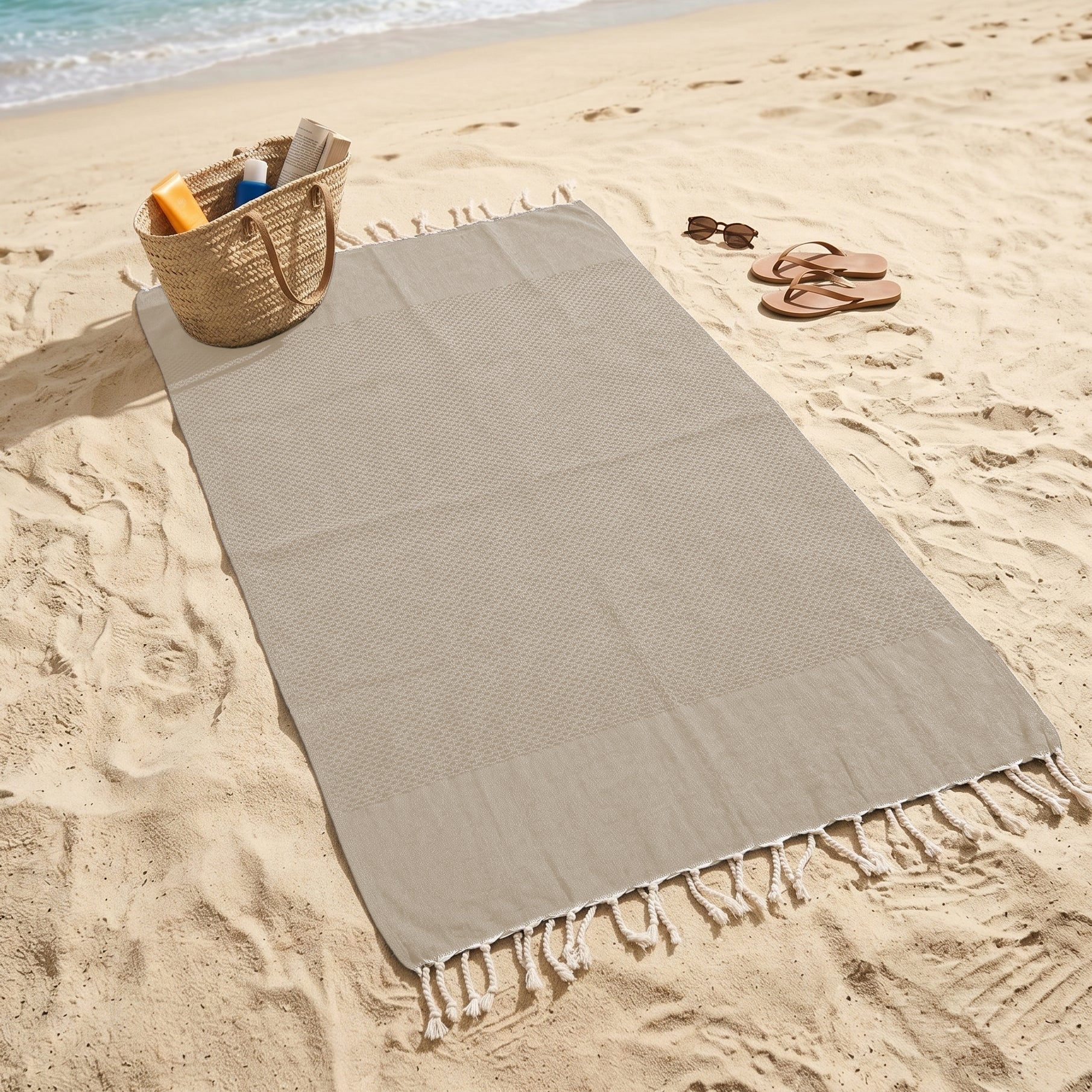 Telo Mare in Fouta di Puro Cotone Tinta Unita - Hammam - Image 19