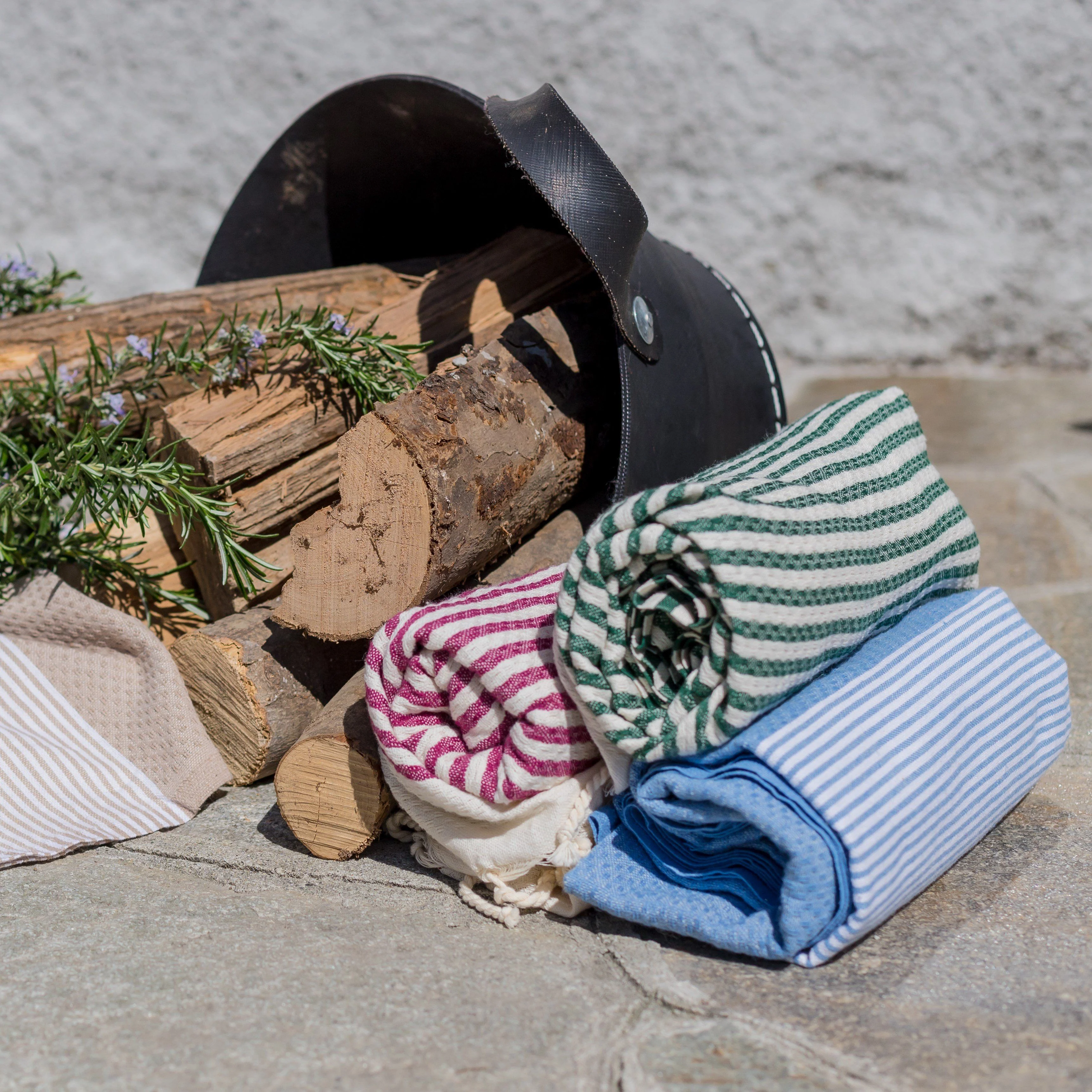 Telo Mare in Fouta di Puro Cotone a Righe Larghe - Alma - Image 3