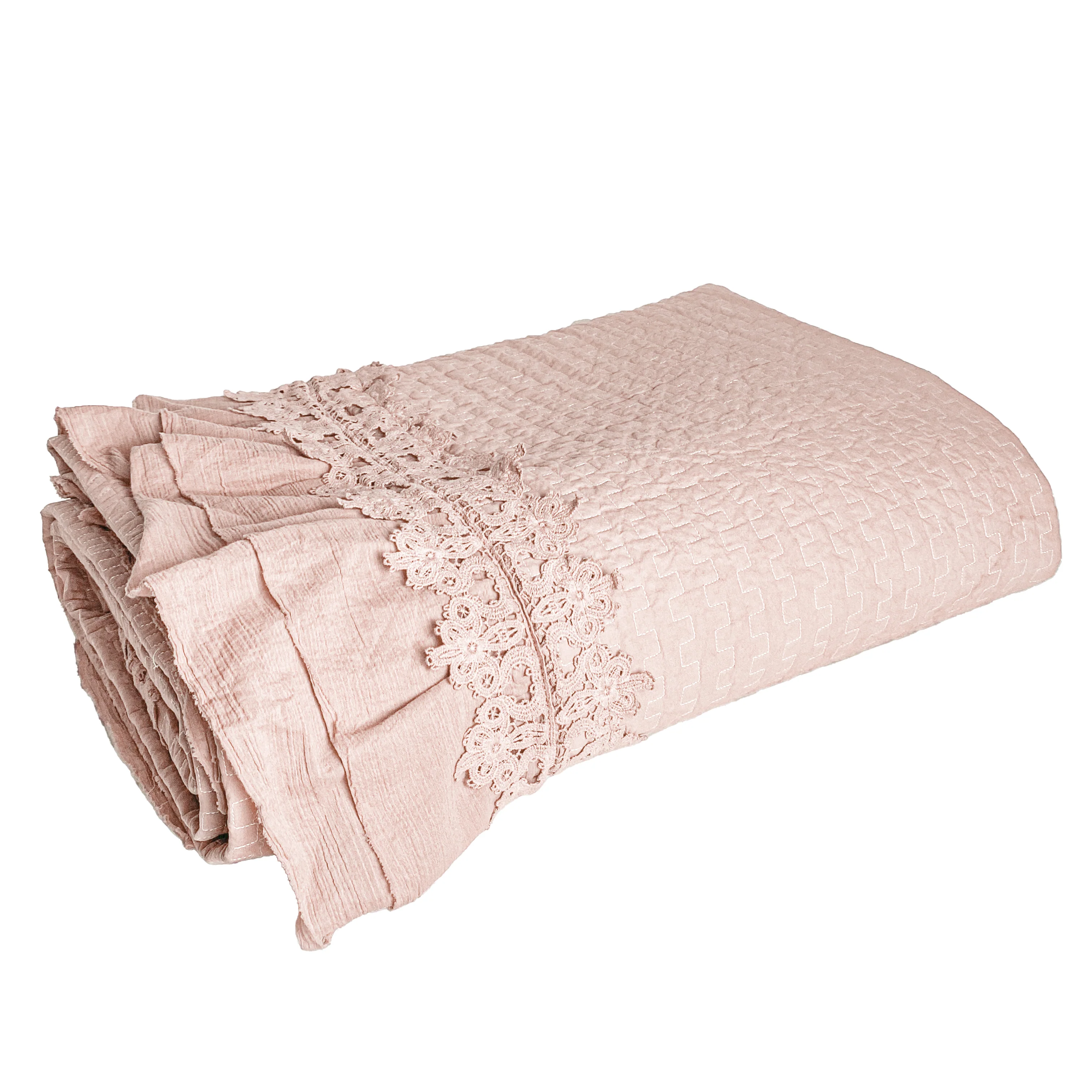 Trapuntino Leggero in Cotone StoneWashed con Galetta e Pizzo - Ophelia - Image 11