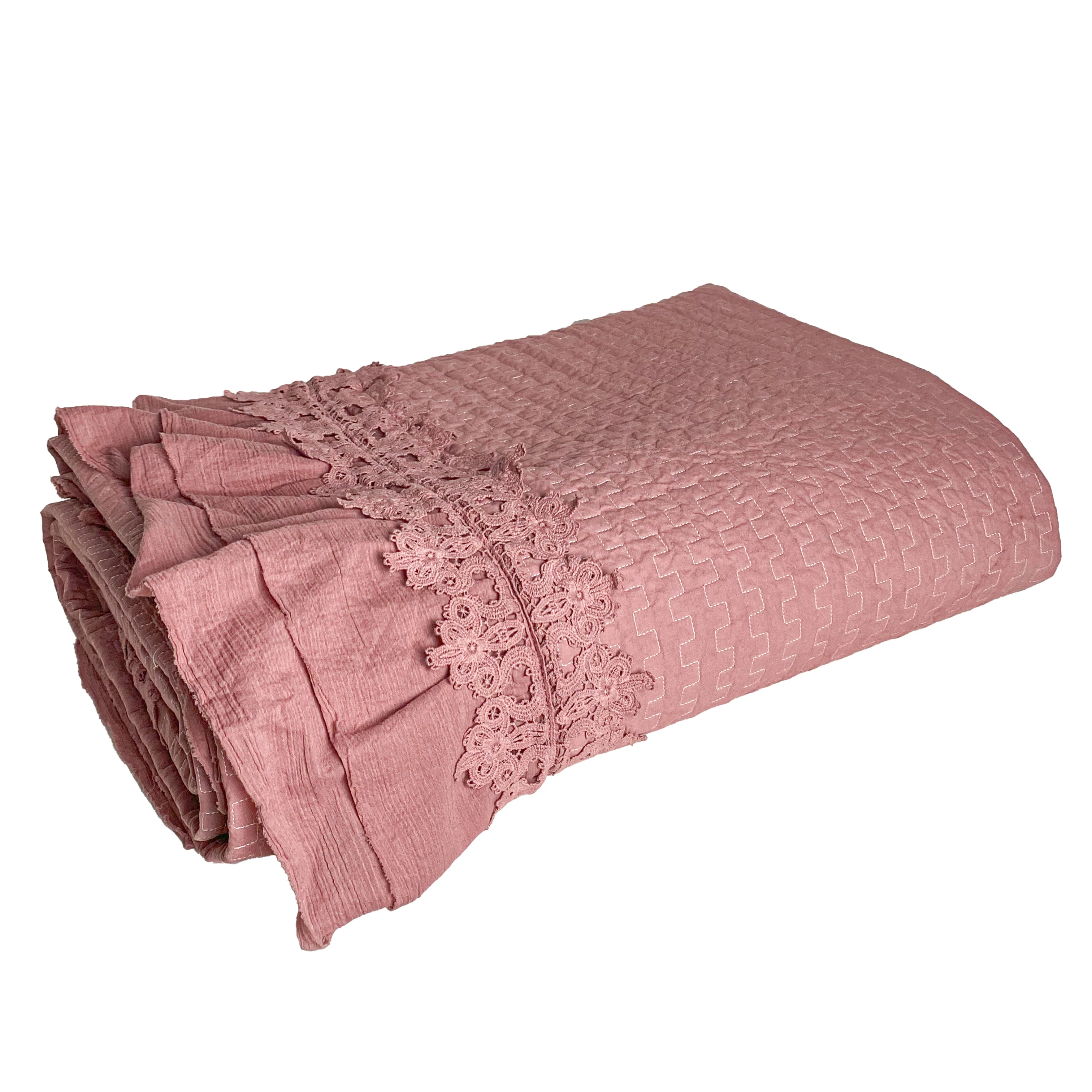 Trapuntino Leggero in Cotone StoneWashed con Galetta e Pizzo - Ophelia - Image 2